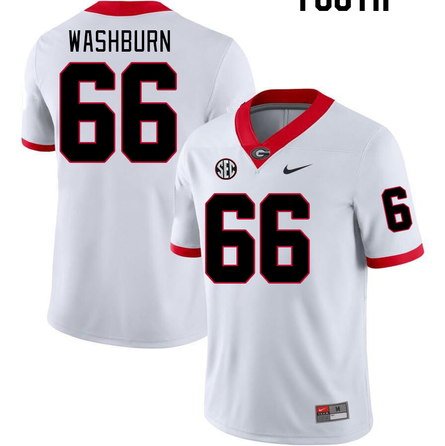 Youth #66 Jonathan Washburn Georgia Bulldogs College Football Jerseys Stitched-White